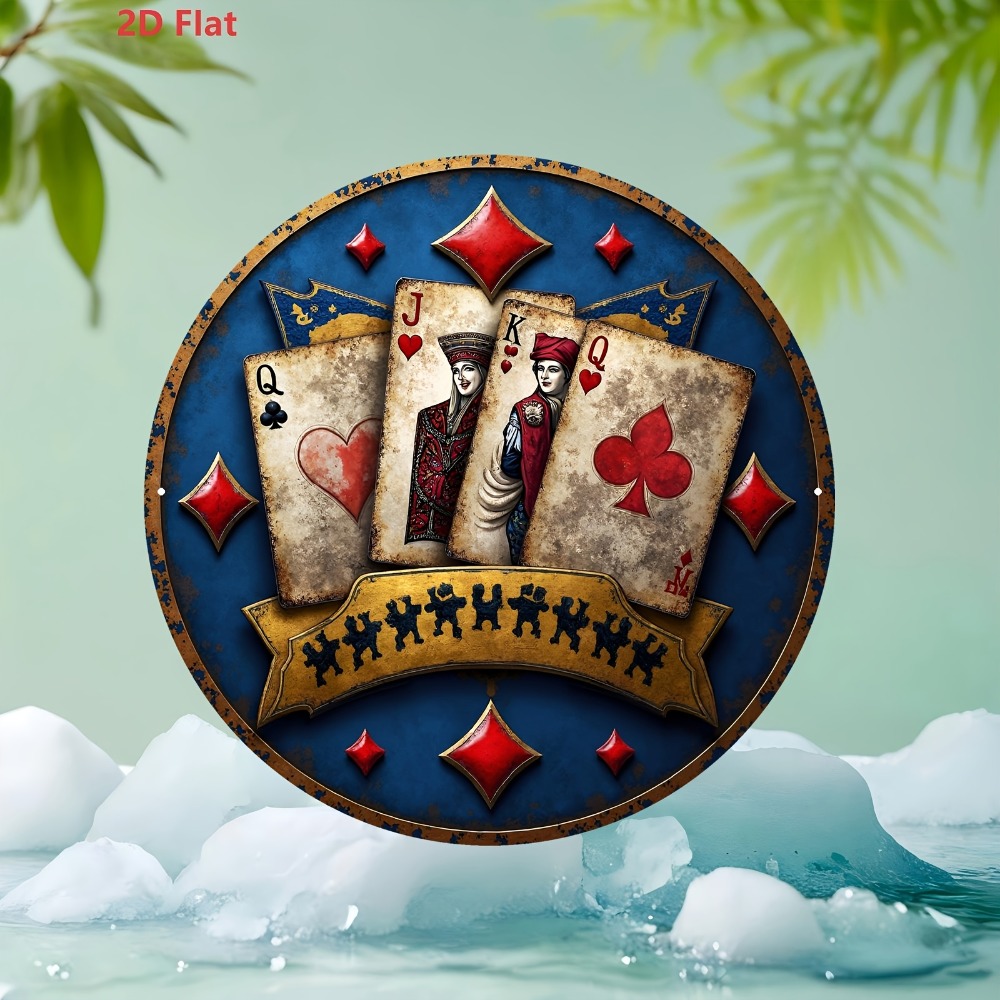 Retro Game Card - Vintage Poker 8x8 Inch 2D Aluminum