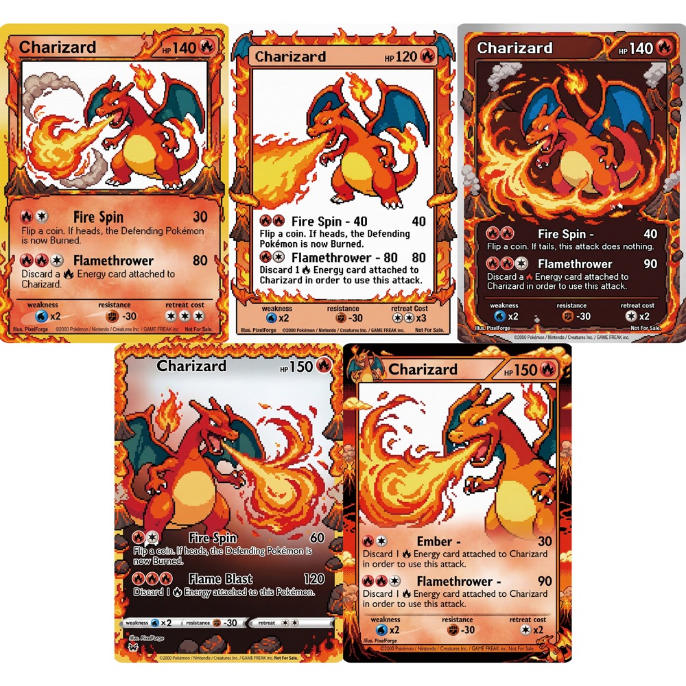 Retro Game Card - 5Pcs Pokemon Cards Charizard Game Boy
