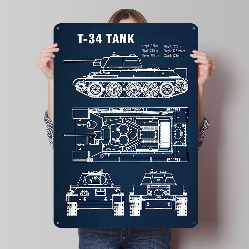 Retro Poster Gaming - T 34 Tank Printing Poster Customized