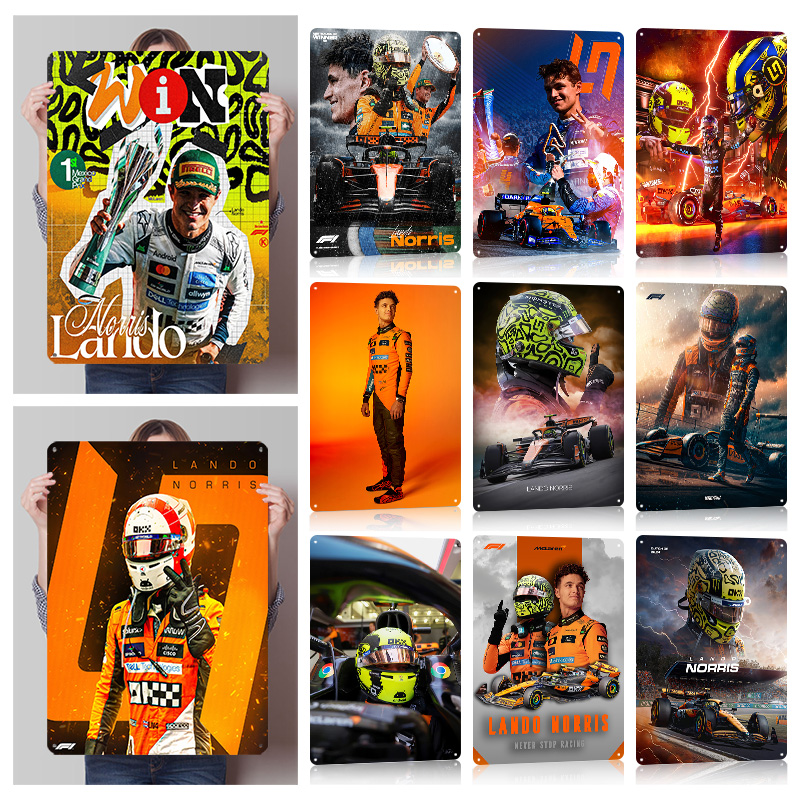 Lando Norris Racing Metal Post - Retro Poster Gaming recension och pris