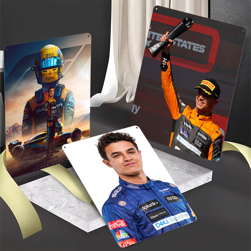 Lando Norris Racing Metal Post - Retro Poster Gaming recension och pris