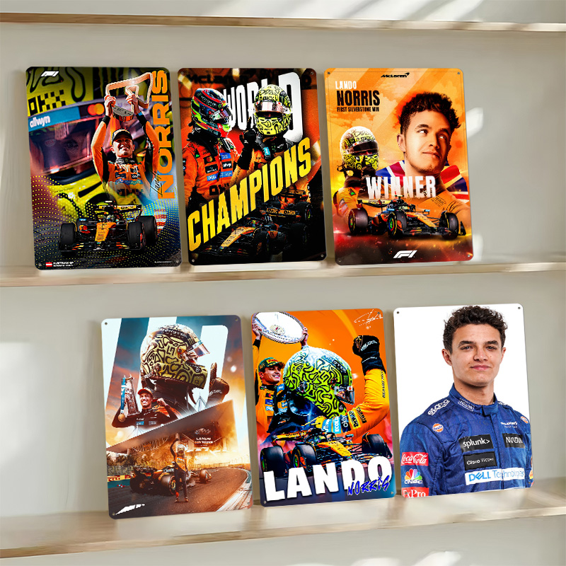 Lando Norris Racing Metal Post - Retro Poster Gaming recension och pris