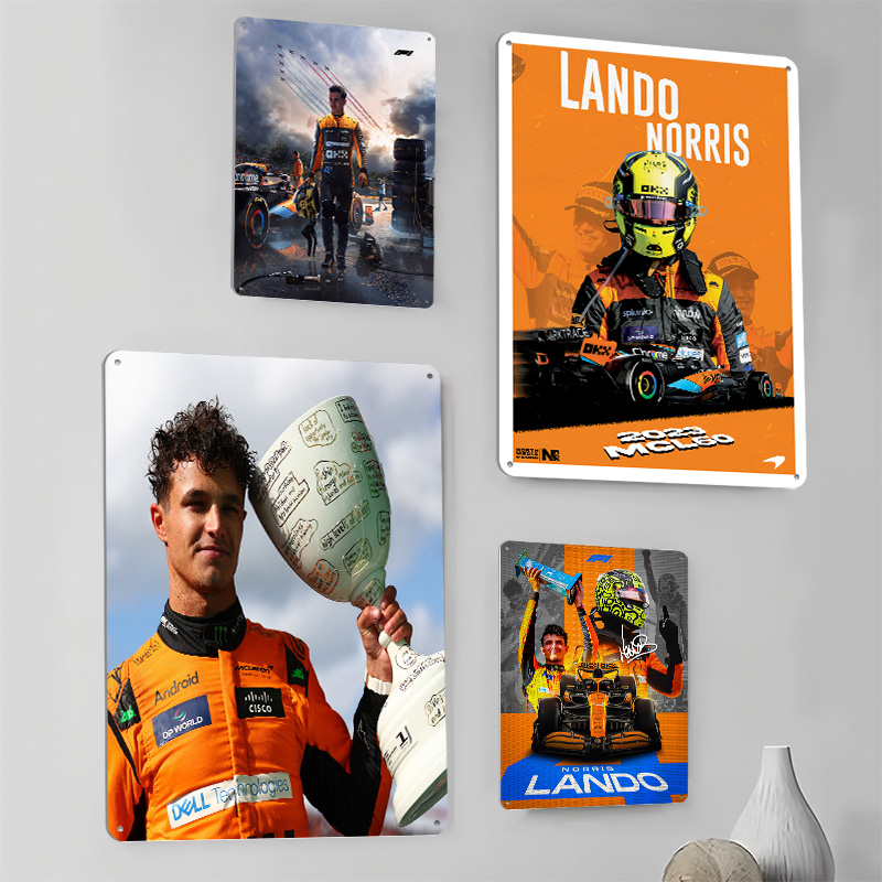 Lando Norris Racing Metal Post - Retro Poster Gaming recension och pris
