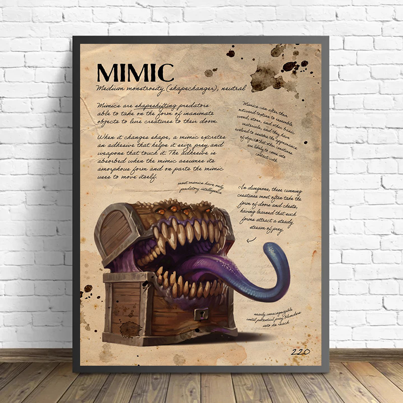1Pc Frameless Retro D&D Monste - Retro Poster Gaming recension och pris