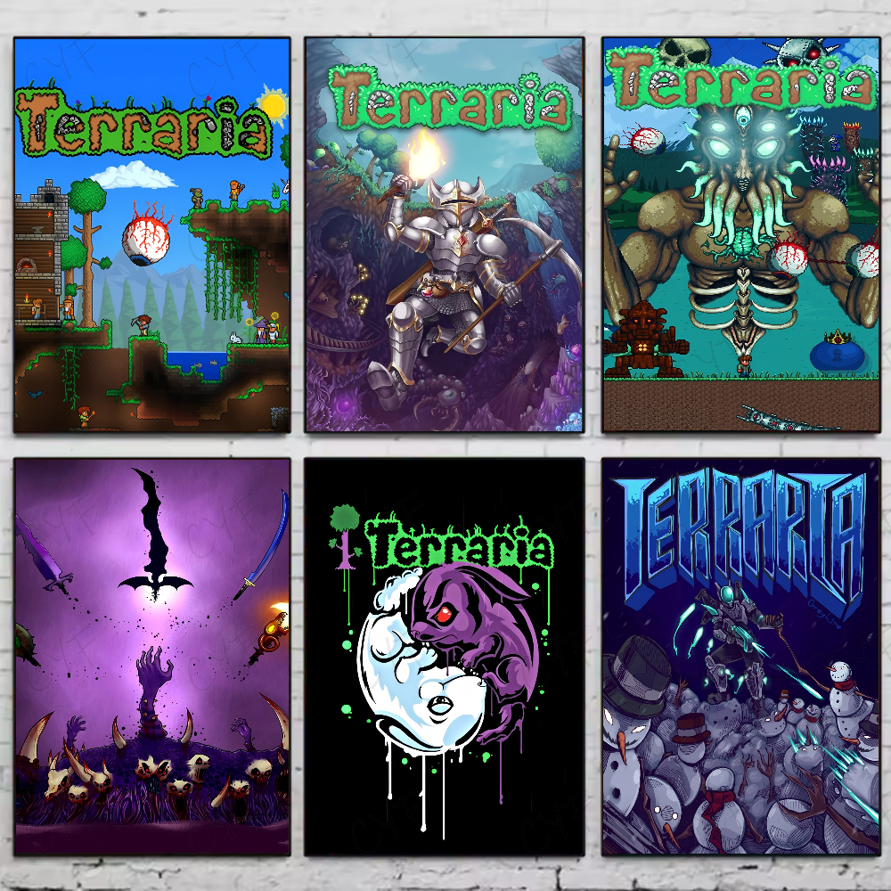 1PC Game T-Terraria Cool Poste - Retro Poster Gaming recension och pris