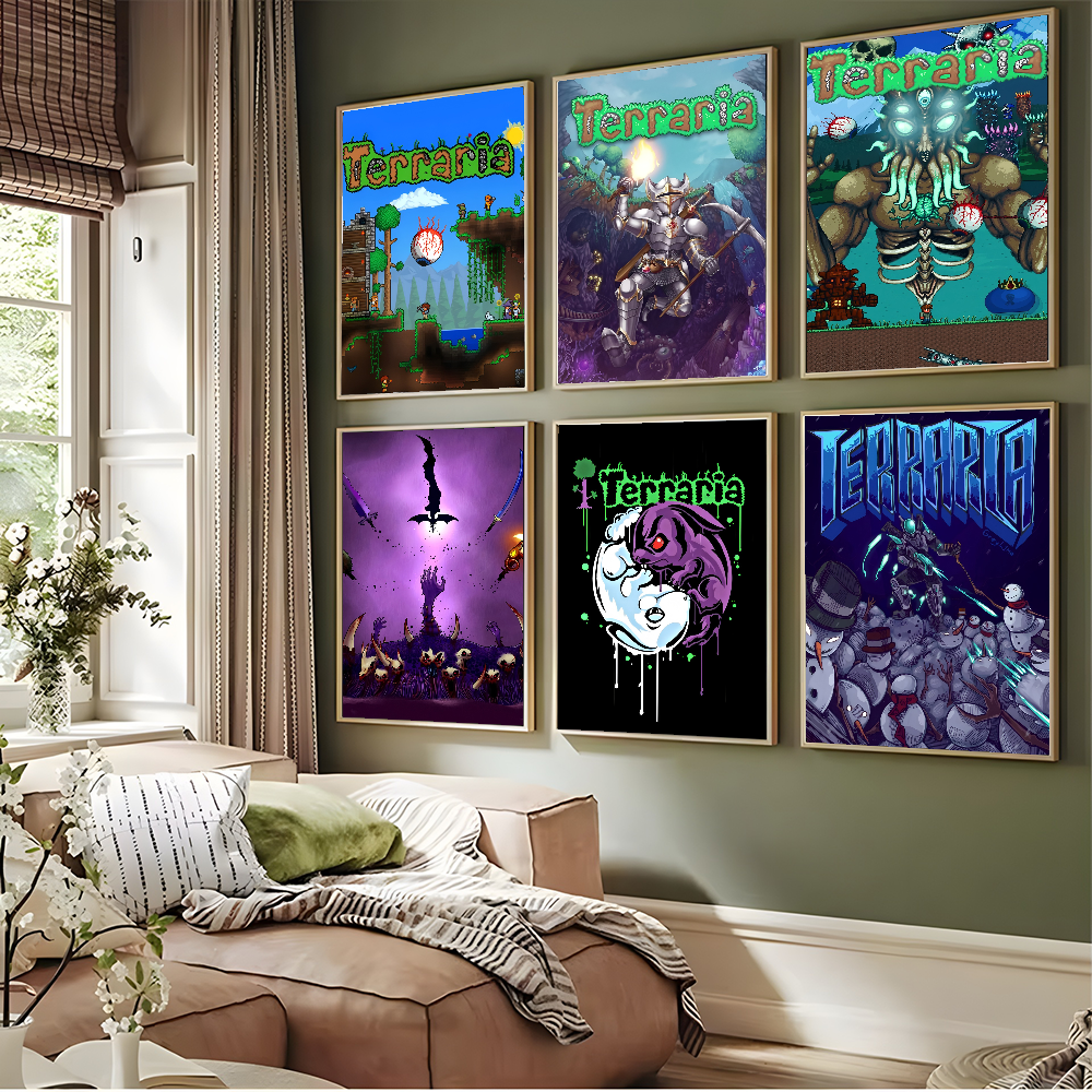1PC Game T-Terraria Cool Poste - Retro Poster Gaming recension och pris