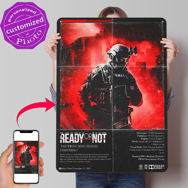 Ready or Not Game Metal Poster - Retro Poster Gaming recension och pris