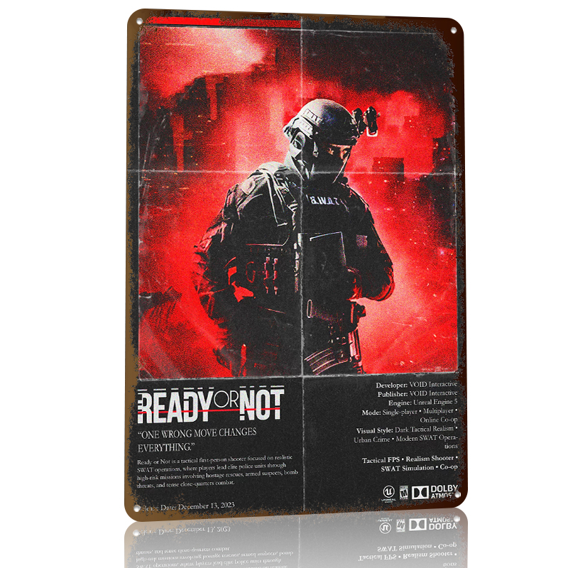 Ready or Not Game Metal Poster - Retro Poster Gaming recension och pris